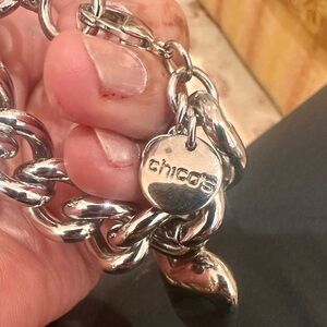 Chico's Shiny Silver-Tone Chunky Link Bracelet